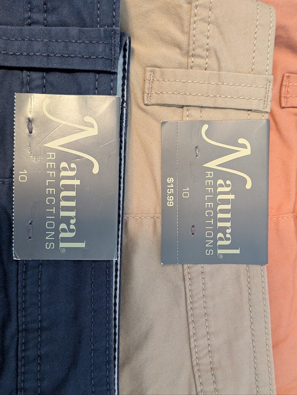 Natural Reflections Chino Shorts Trio - Navy, Khaki, Coral